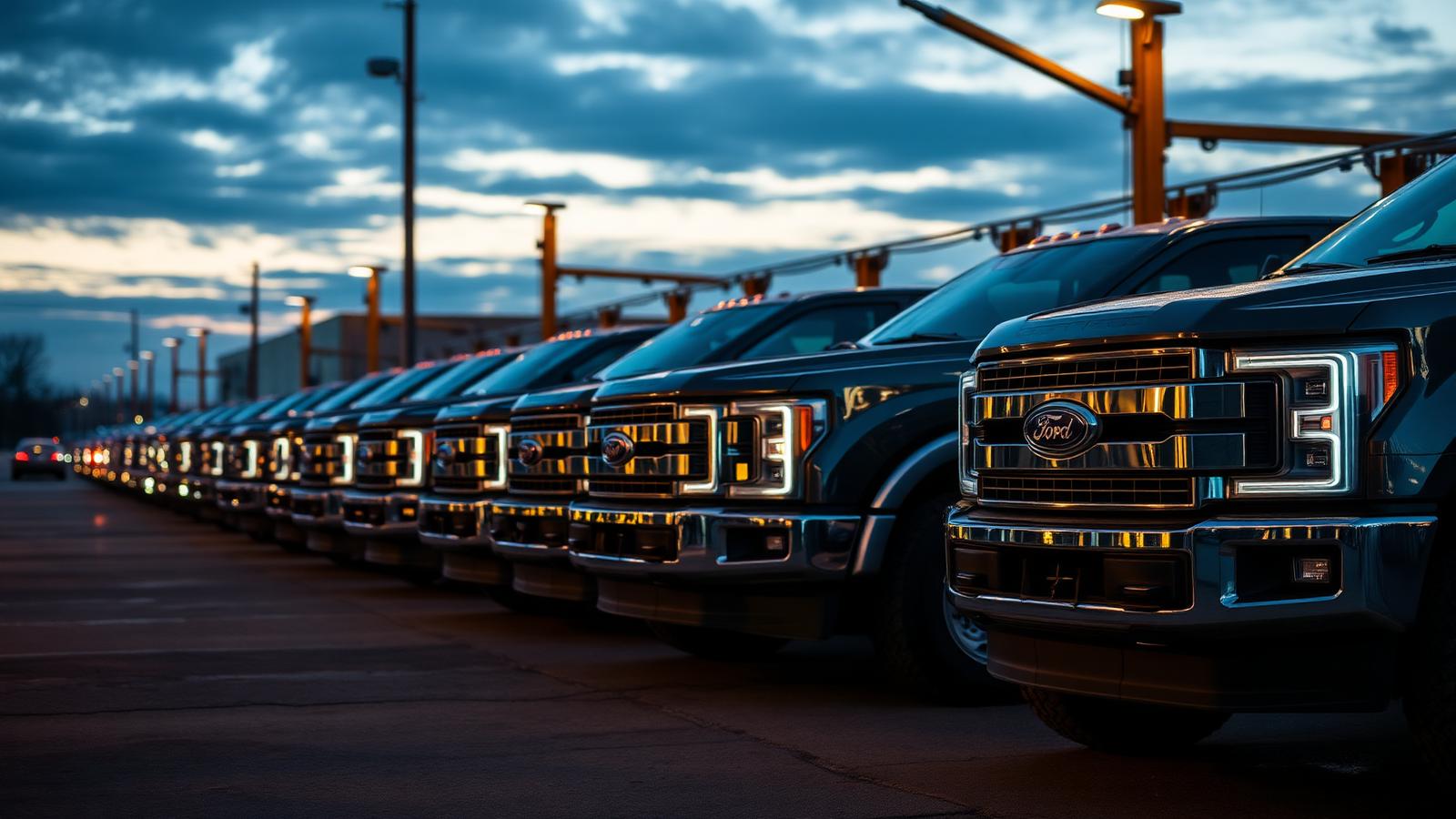 Diesel trucks lined up at Aulin Automotive